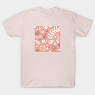 Cute Pink Leaf Nature Pattern T-Shirt